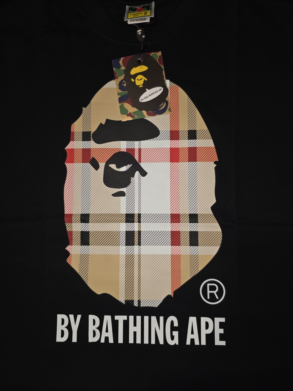Bape x Burberry Check Ape Head T-Shirt, Black - Picture 2 of 6
